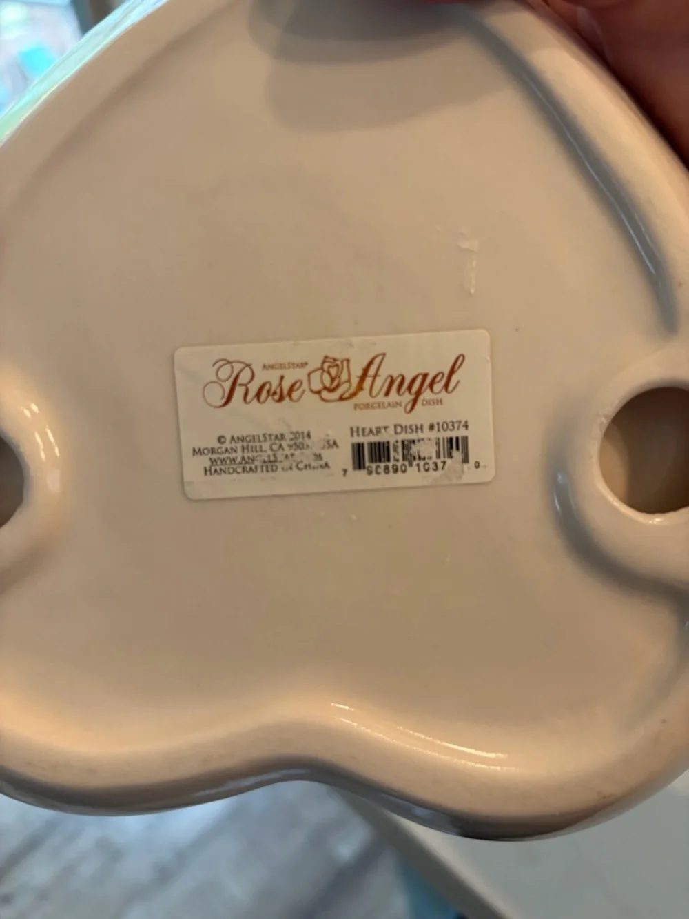 Rose Angel Porcelain Heart Dish in Pearl White